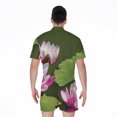 thumbnail image 2 of Pink Water Lilies Short Sleeve Men'S Rompers Casual Summer Jumpsuits Outfit, 2 of 4