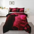 thumbnail image 1 of Ensemble de Literie Mignon Chat Noir pour Filles, Ensemble de Literie Romantique Rose Rouge pour Adolescentes Femmes, Ensemble de Literie Imprimé Floral mYSTérieux Rose, Ensemble de Lit Chat Noir 3d, Réversible, 1 of 7
