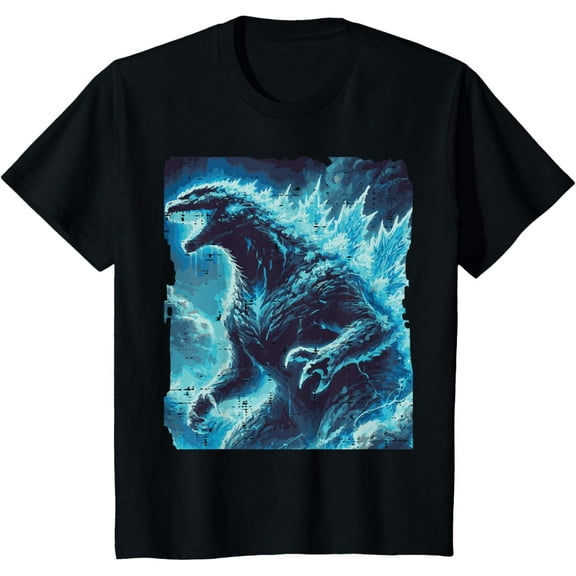 Japanese Blue Kaiju Monster Art Boys Youth Teens T-Shirt