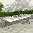 thumbnail image 2 of Kadyn 70.87" Heavy-Duty Plastic Fold-in-Half Table with Carry Handle, Portable Folding Table for Outdoor Picnic, Camping, Backyard, Parties, White (Table Only), 2 of 12