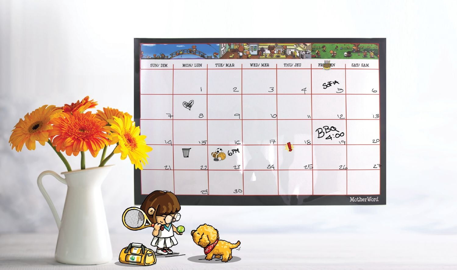 MotherWord Undated Dry Erase Magnetic Calendar