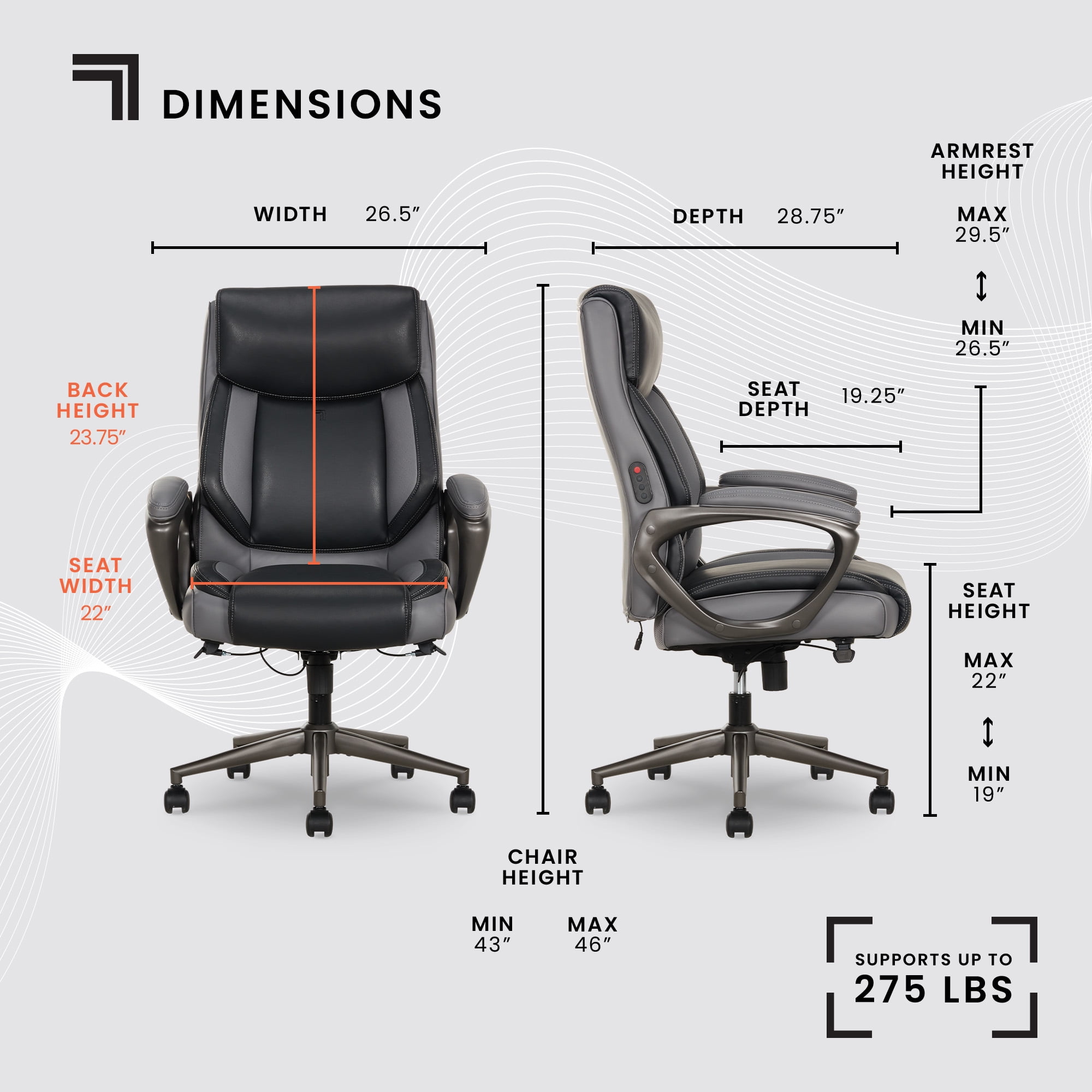 Sharper Image S-140 Massage and Heat Office Chair, Black/Gray