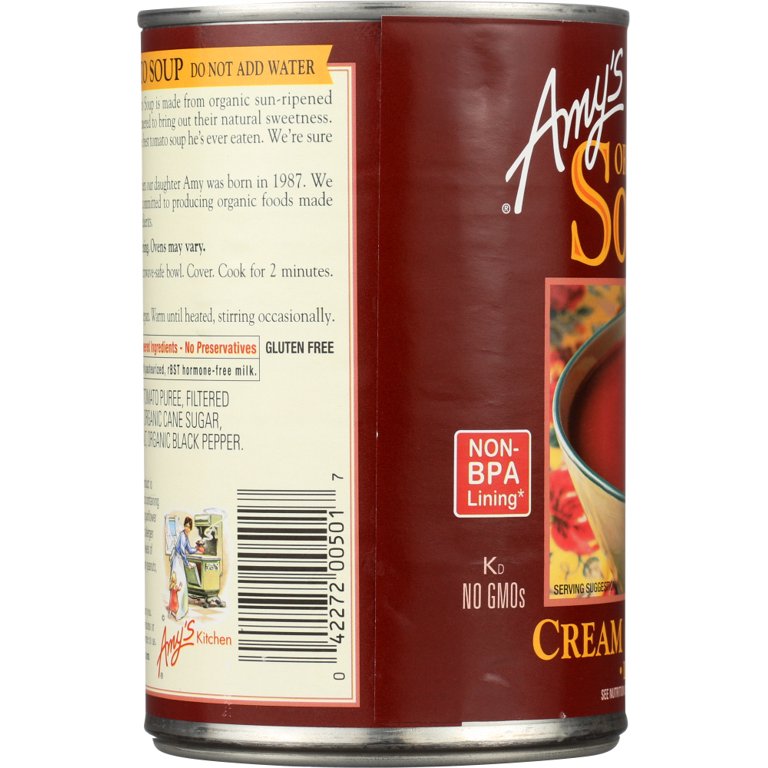 Amy's Soup, Gluten Free, Organic Cream of Tomato, Low Fat, 14.5 oz (Pack of  12)