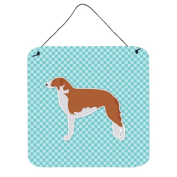 Borzoi Russian Greyhound Checkerboard Blue Wall or Door Hanging Prints