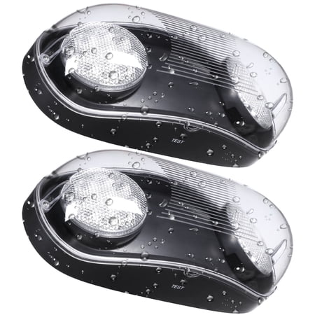 2 Pack LED Emergency Exit Light with Battery Backup, IP65 Waterproof, 2 Adjustable Heads, UL & FCC Listed, 120/277V Commercial Emergency Lighting, Black