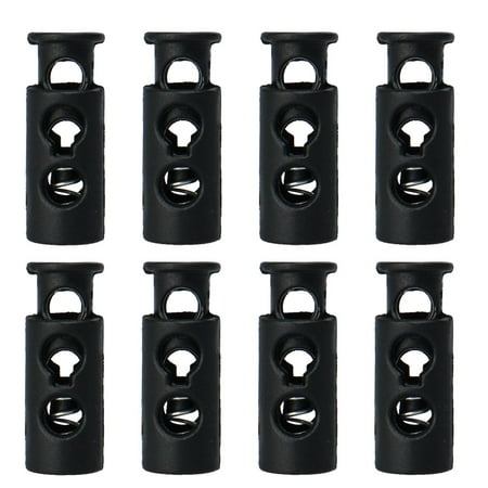 

8pcs Spring Cord Locks Plastic End Stoppers Fastener Double Hole Rope Toggle Sliders Black