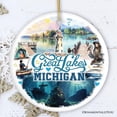 thumbnail image 2 of Artistic Great Lakes Michigan State Ornament, Ceramic Landscapes and Travel Souvenir and Gift, 2 of 7