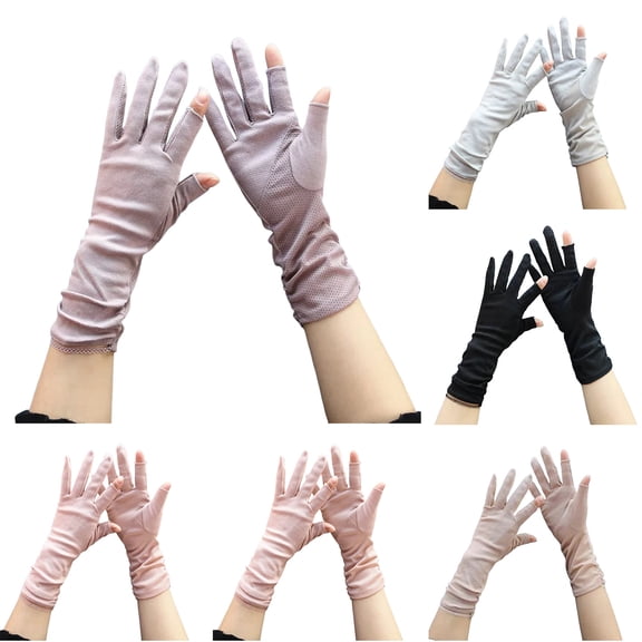 COMVALUE Women's Summer Sun Protection Driving Gloves Non-slip Touchscreen Sunblock Mid-Length Gloves for Cycling Riding (Purple, One Size)