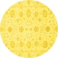 thumbnail image 1 of Ahgly Company Machine Washable Indoor Round Oriental Yellow Traditional Area Rugs, 6' Round, 1 of 4