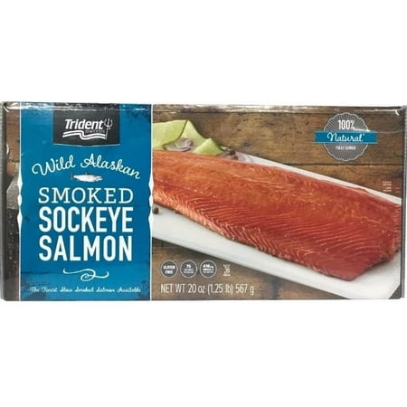 Trident Seafoods Wild Natural Wood Smoked Sockeye Salmon 20oz fillet BB AUG 2030