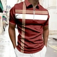 thumbnail image 2 of Afdoent Golf Polo Shirts For Men Leisure Fashion Striped Color Block Short Sleeve Shirt Top Classic Sport Shirts, 2 of 4
