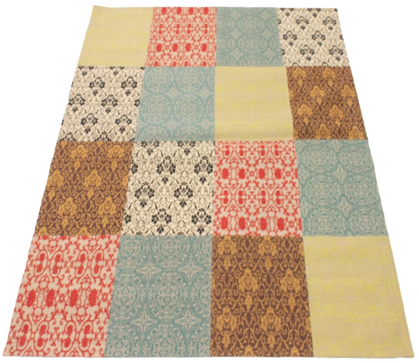 ECARPETGALLERY 5'8" x 7'6" Transitional Collage Handmade Area Rug for Living Room, Dining Room and Bedroom in Grn