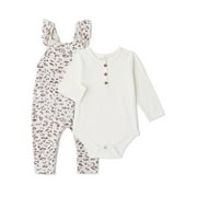 Jessica Simpson Baby Girl Bodysuit & Flutter Overalls, 2-Piece Set