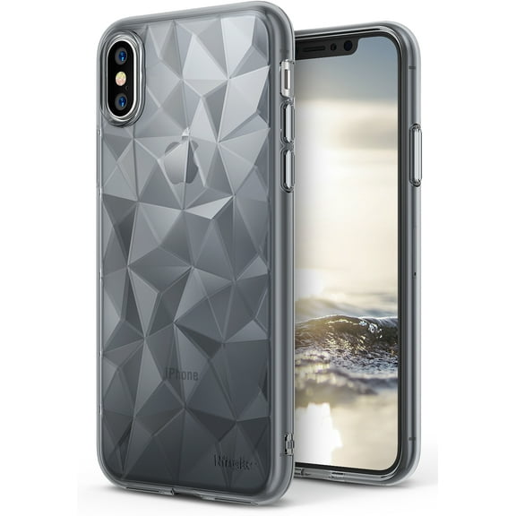 Ringke Air Prism Case Compatible with iPhone X, 3D Geometric Design Slim TPU Cover - Smoke Black
