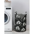 thumbnail image 3 of Floral Laundry Bag, Repeating Monochrome Tree Peony Flower Classical Illustration, Hamper Basket with Handles Drawstring Closure for Laundromats, 13" x 19", Charcoal Grey Multicolor, by Ambesonne, 3 of 4