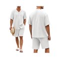 thumbnail image 2 of xiaxaixu Men's Two Piece Beachwear Sets Short Sleeve Button Up Tops Drawstring Shorts Set, 2 of 8