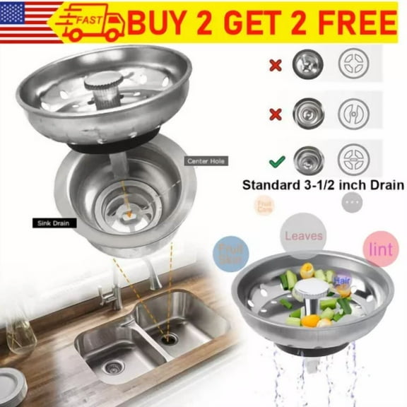 Stainless Steel Home Kitchen Sink Drain Stopper Basket Strainer Waste Plug