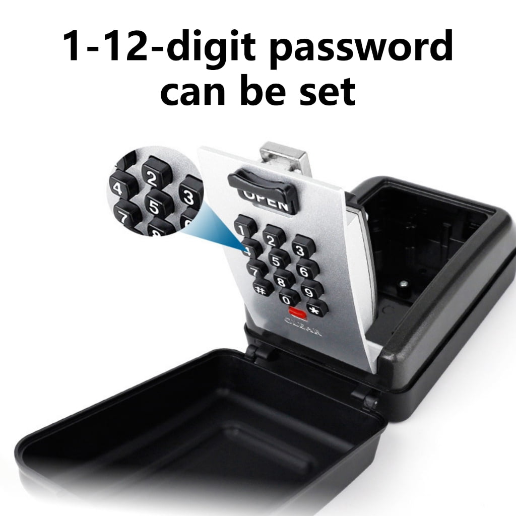 Key Lock Box Outside Key Safe Box Wall Mount 12 Digit Combination Lock Box Security Box Outdoor Spare Key Hider