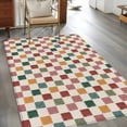 thumbnail image 2 of Colorful Checkered Area Rugs 4'x6', Washable Small Throw Rugs for Office Bathroom, Vintage Plaid Grid Geometric Beige Indoor Outdoor Rug Non-Slip Low Pile Carpet Runner Reversible Floor Mats, 2 of 8