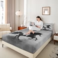 thumbnail image 4 of Castle Fairy Galloping Horse Twin Sheet Sets for Children Boys Girls,Black Grey Bedding, 4 of 7
