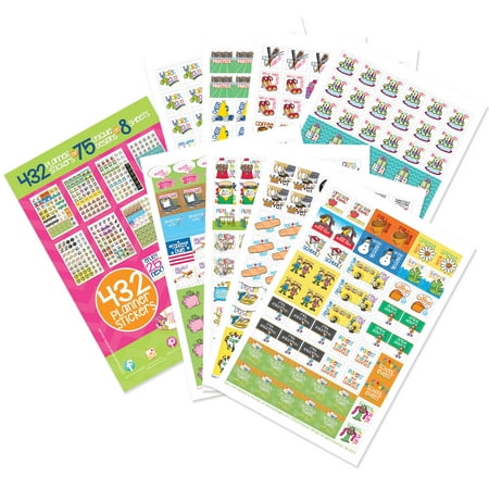 Best Planner Variety Stickers Set (Qty 432) for Busy Moms for Birthdays, Home, Work, Appointments, School Events, Projects, Party, Play Dates, Sports, Family, Water & Fitness Tracking for Any