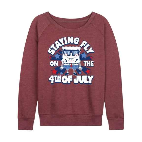 SpongeBob SquarePants - Fly On 4th of July - Women's Lightweight French Terry Long Sleeve Shirt