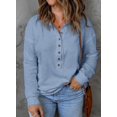 thumbnail image 2 of Top Eytino para mujer, talla grande, manga larga, cuello en V, azul cielo, 4X, 2 of 3