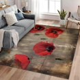 thumbnail image 1 of Area Rugs 3x5 ft Retro Red Poppy Flower Stain Resistant Washable Rug, Machine Washable Rug with Non-Slip, Area Rug for Living Room Bedroom Dining Home Office, Brown 5, 1 of 7