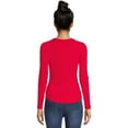 thumbnail image 3 of No Boundaries Women's Juniors Ribbed Crewneck Tee with Long Sleeves, Sizes XS-XXXL, 3 of 5