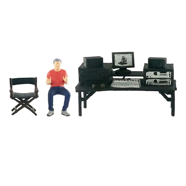 Mini Figurines Set Miniature Scene Props Director Thinking Man Statue for Office Decor Orange