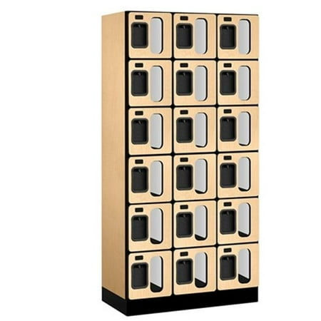 Salsbury S-36368MAP 36 In. W X 76 In. H X 18 In. D 6-Tier Box Style See-Through Designer Wood Locker In Maple