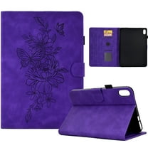 Dteck Case for iPad 11-inch (A16) 2025/iPad 10th Generation 10.9 inch 2022,Magnetic Leather Flower Pattern Card Slots Smart Case Shockproof Rubber Kickstand Cover,Purple