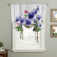 thumbnail image 2 of Spring Easter Tie Up Curtains 45 Inches Long, Kitchen Window Curtains Over Sink, Purple Floral Summer Botanical Vintage Small Window Curtains Shade Balloon Curtains Valances for Bedroom/Cafe 34"x45", 2 of 8