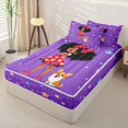 thumbnail image 2 of Castle Fairy Cute Black Girl Zipper Twin Comforter Sets with Fitted Sheet and 2 Pillowcases,Cartoon Dog Stars Print Zipper Bedding Set,Violet Red Orange,4-Piece, 2 of 6