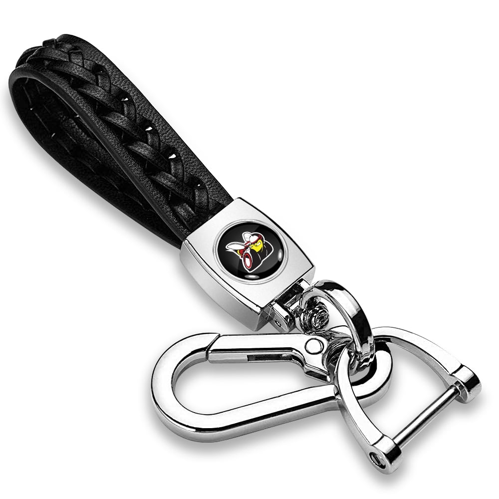 Dodge ScatPack Black Braided Rope Style Genuine Leather Chrome Hook