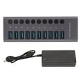 thumbnail image 2 of Divisor de concentrador USB 3,0 de 10 puertos, fuente de alimentación independiente, carga, transferencia de datos, concentrador Usb alimentado, 100-240V, enchufe europeo, 2 of 10