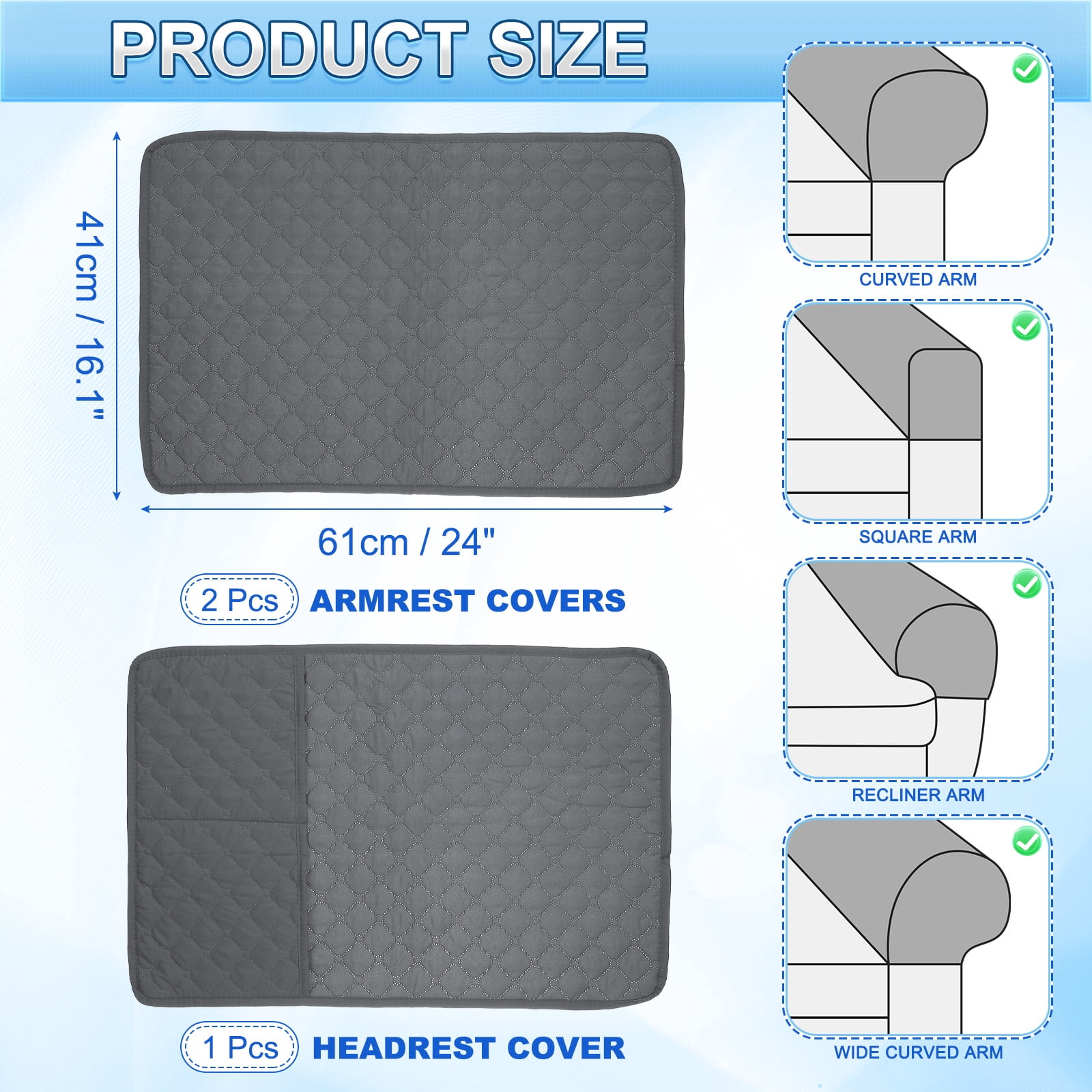 Unique Bargains Arm Cover Furniture Protect Recliner Chair Covers Dark Grey