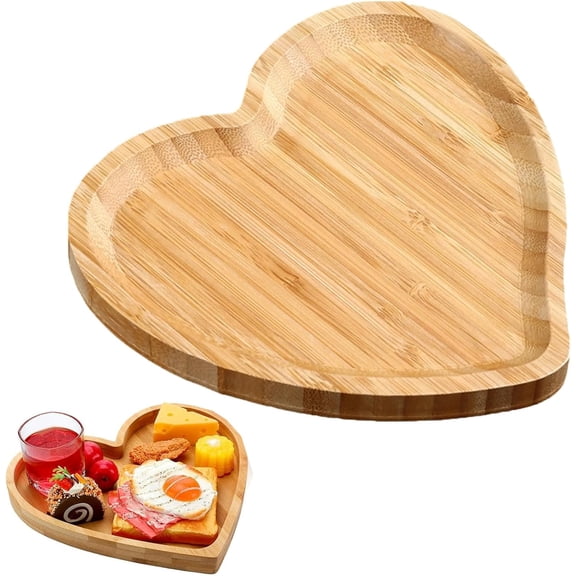 Heart Shape Wooden Serving Platter – Valentine’s Day Heart Wooden Serving Tray, Pine Wood Charcuterie Board for Snacks, Cheese, Wedding & Mother’s Day Gift