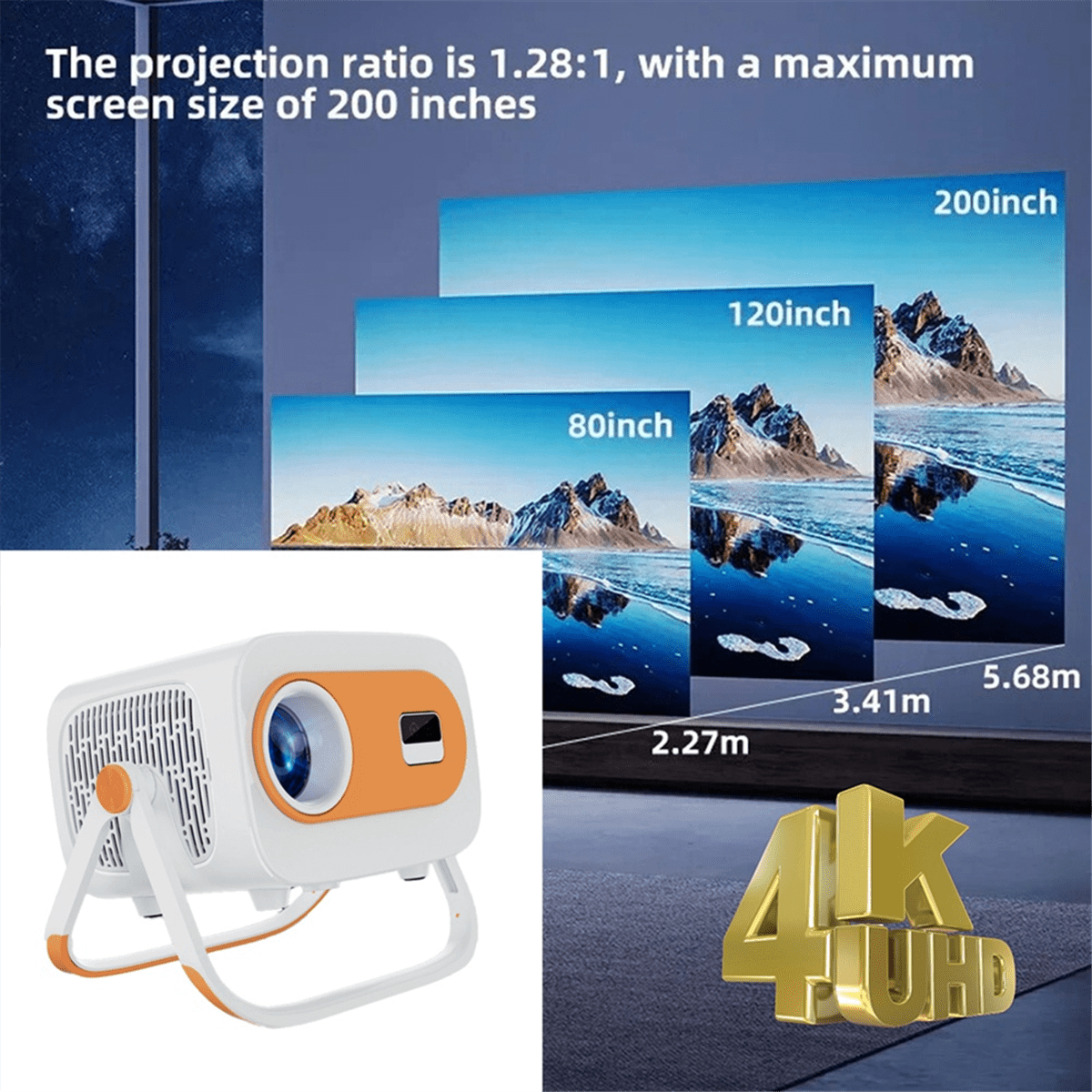 Native 1080P Projector 4K Android 13 Dual Wi-Fi Home Smart Projector with Auto Correction Focus Video Theater US PLUG,1 * Native 1080P Projector 1 * Remote control 1 * Power cord