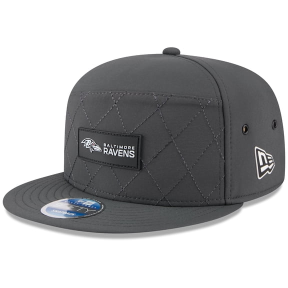 Men's New Era Charcoal Baltimore Ravens 2025 Sideline Cold Weather Split Panel 9FIFTY Snapback Hat