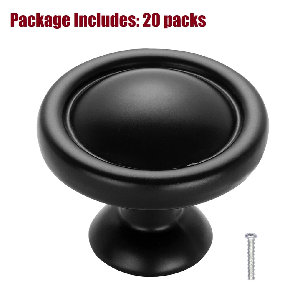 20 Pcs Door Knobs Cabinet Furniture Handle Cupboard Drawer Kitchen Pull Black Us