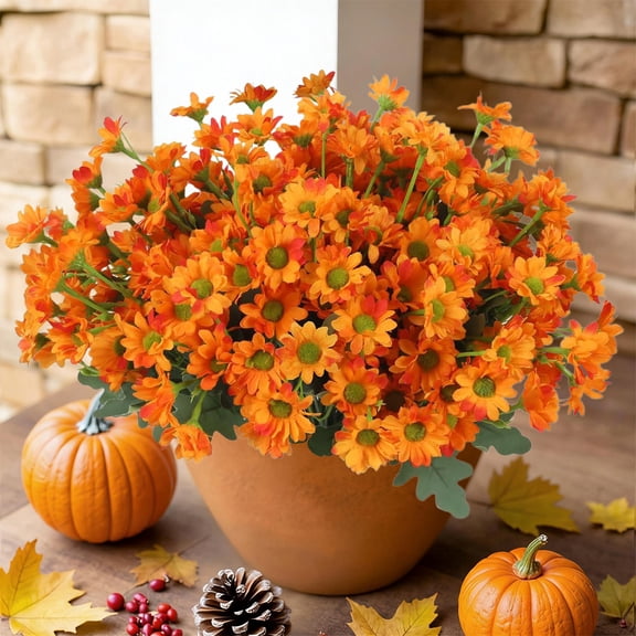 AuroraX Indoor Decoration Outdoor Artificial Plants,Personalized Orange Fake Flowers,Anniversary Valentines Yard Mothers Day Decor Gift for Women