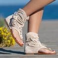 thumbnail image 3 of LoyisViDion Womens Sandals Clearance Women Girls Retro Bohemian Tassel Sandals Roman Beach Shoes Boots Beige 9.5-10(42), 3 of 6