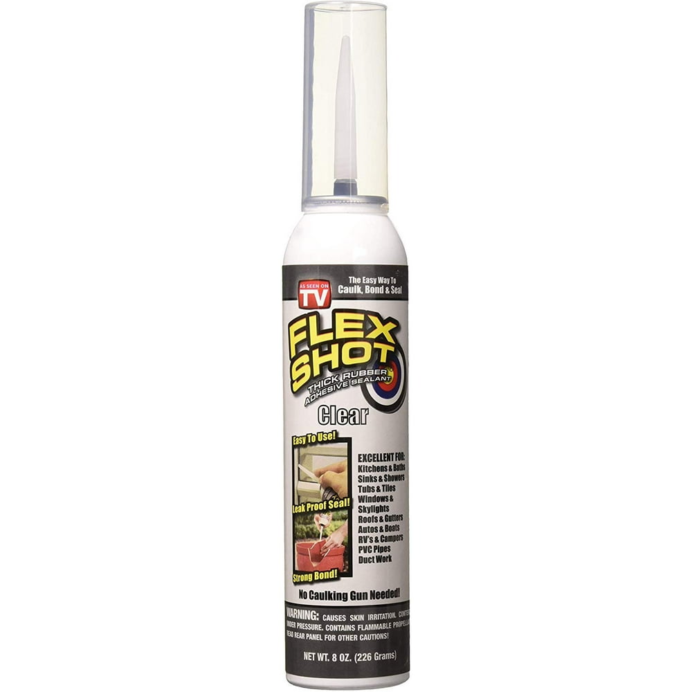 Flex Shot Rubber Adhesive Sealant Caulk, 8oz, Clear (2 Pack) Walmart