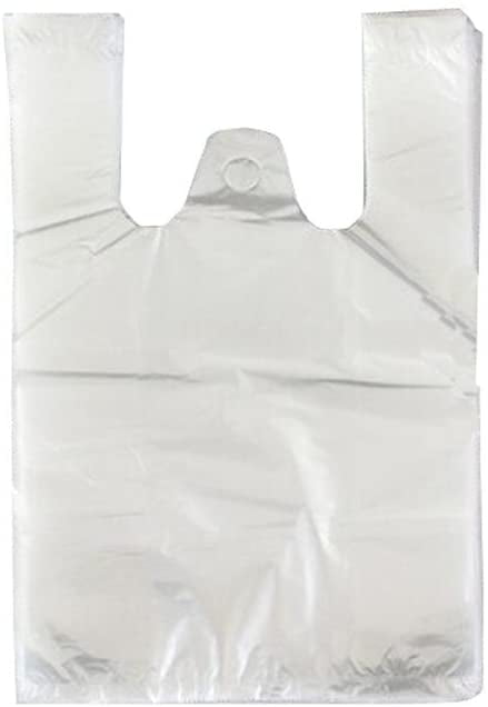 100Pcs White Plastic Vest Carrier Bags Supermarkets Stalls Shops Packaging Bags 