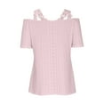 thumbnail image 3 of Plebaso Cold Shoulder Tops for Women V Neck Short Sleeve Trendy Summer Casual Eyelet Beach Vacation Blouses, 3 of 6