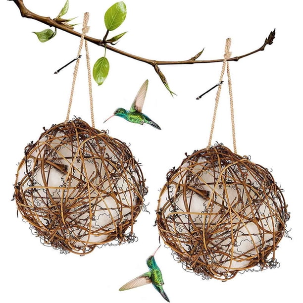 mfyjkho Materiales para nidos de colibríes, bolas de algodón para mordisquear y cepillar para observación de aves, regalos para amantes de la naturaleza, juego de 2 piezas, 8/10/15 cm
