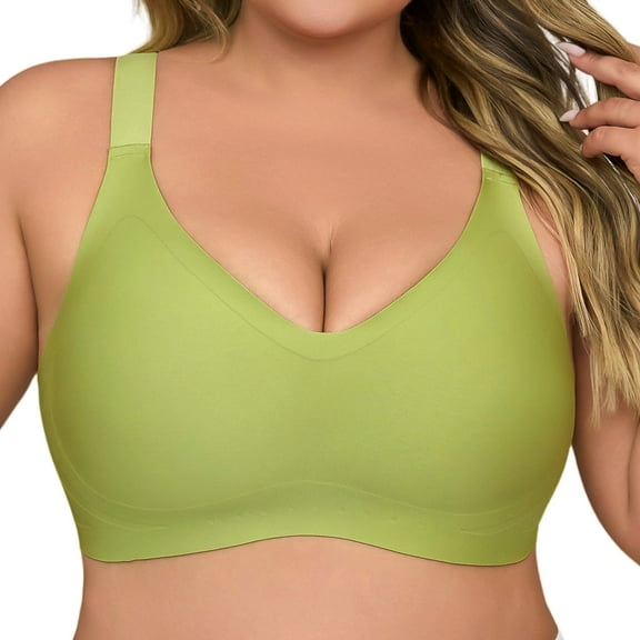 USEASY Wireless Bras for Women Full Coverage Comfort Seamless Bras No Underwire Everyday Bra Green 1XL