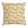 thumbnail image 1 of Autumn Throw Pillow Cushion Cover, Autumn Forest Theme with Sleeping Baby Hedgehogs and Doodle Trees Pattern Print, Decorative Square Accent Pillow Case, 18 X 18 Inches, Multicolor, by Ambesonne, 1 of 2
