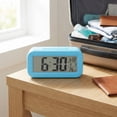 thumbnail image 2 of REGALWOVEN Small Digital Alarm Clock for Bedroom, Alarm Clocks with Big Numbers Display, Temperature, Snooze, 12/24H for Deep Sleepers Blue, 2 of 6